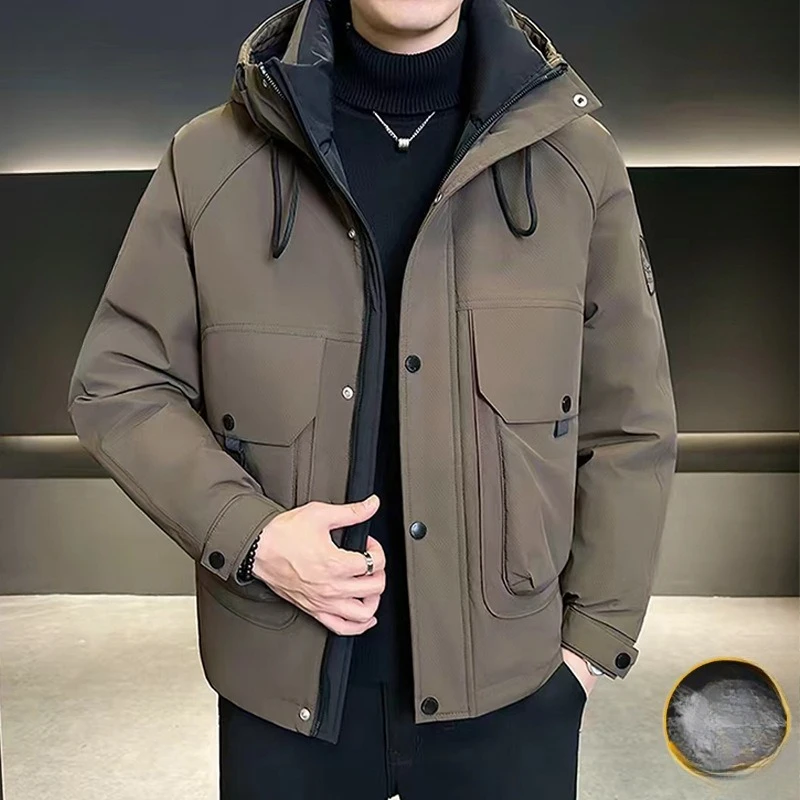 Jaket Tebal Baru Anti Dingin untuk Pria di Musim Dingin, Jaket Kerja Luar Ruangan Longgar dan Berukuran Besar, Jaket Angin Modis.
