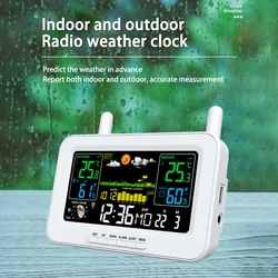 Wireless Temperature And Humidity Meter Synchronized Weather Station Weather Forecast With Perpetual Calendar LED Color Screen