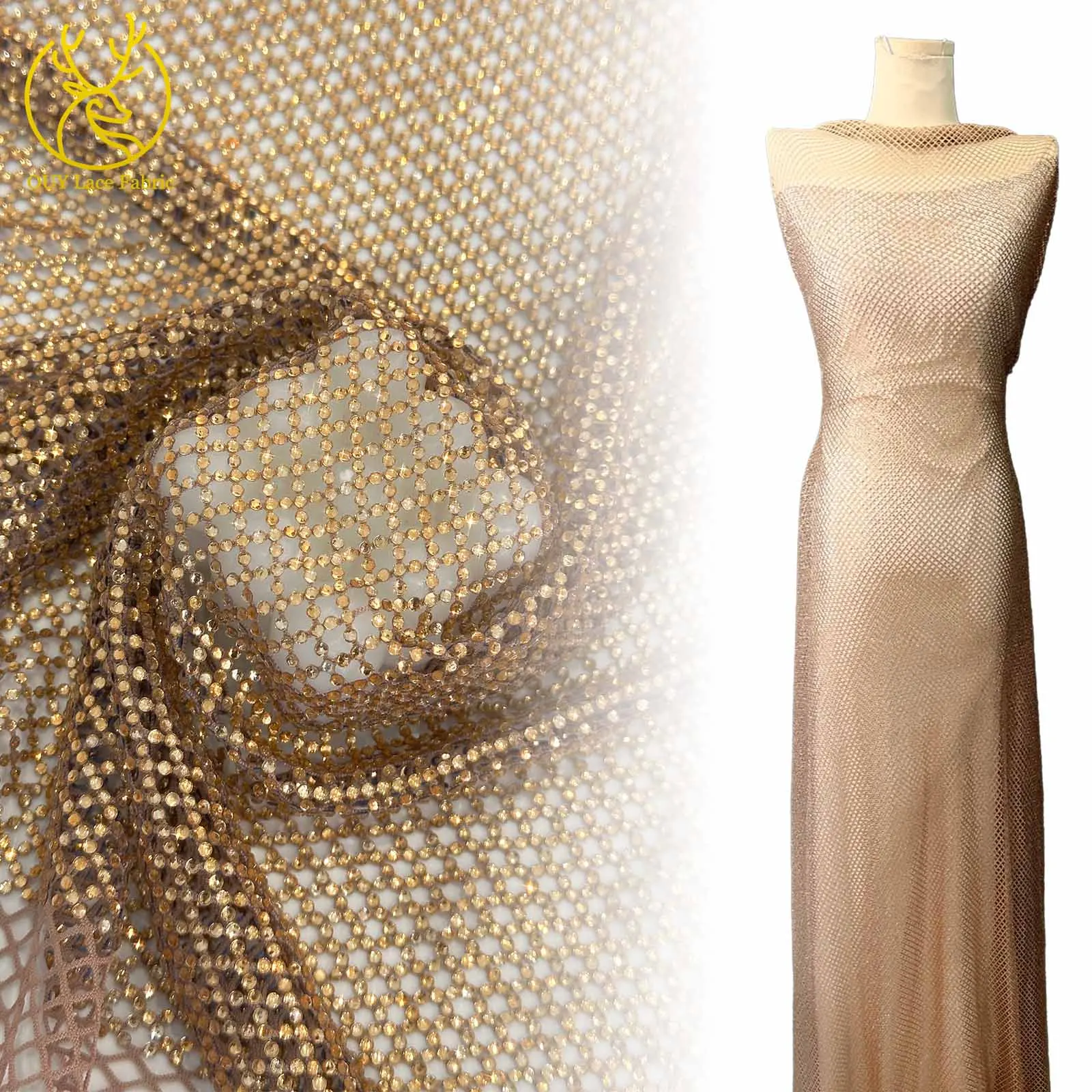 

Luxury African Sparkling Diamond Heavy Duty Lace Fabric 2025 Luxury French Dubai Stone Lace Fabric for Party High End Dresses