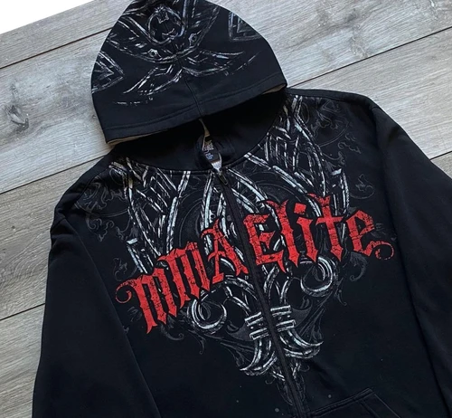Imagen 2 del producto MMA Elite-Sudadera con capucha de calavera gótica para hombre y mujer, Ecko, sudadera de gran tamaño, ropa de calle Y2K, Jersey informal de estética oscura