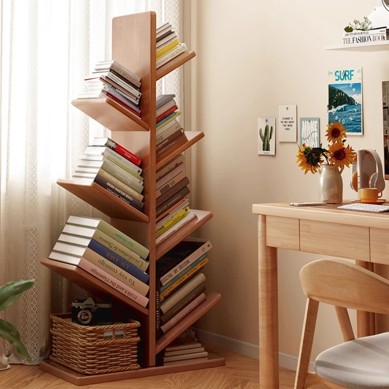 

Wooden Tree-Shaped Book Rack: Xmas Tree Design Storage Unit, Triangular Stable Frame, Minimalist Reading Corner Organizer