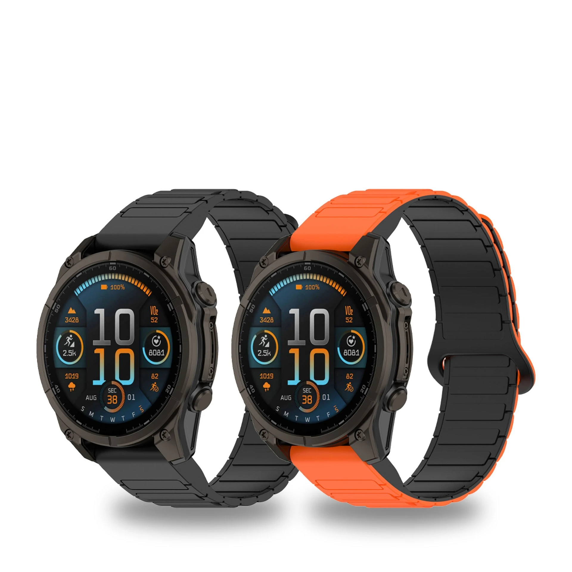 20/22/26mm Two-color Magnetic Silicone Strap Suit for Garmin Watches in 20/22/26mm Sizes I-shaped Magnetic Silicone Watch Strap