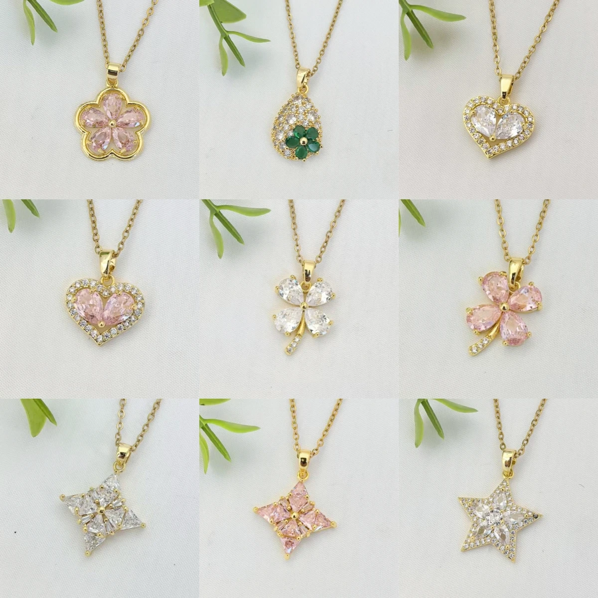 Fashionable Luxury Heart Four-leaf Clover Copper Pendant Necklace Women's Versatile Stainless Steel Clavicle Chain Jewelry