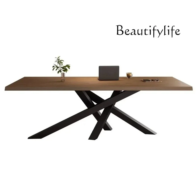 

Z.Nordic Solid Wood Conference Long Table Simple Office Modern Personalized Workbench