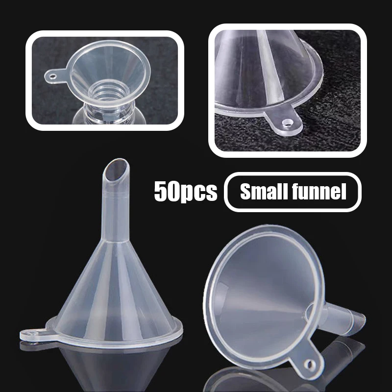 50PCS Mini Clear Funnel Small Mouth Liquid Oil Funnel Plastic Funnel Laboratory Supplies Tool School Experimental Supplies