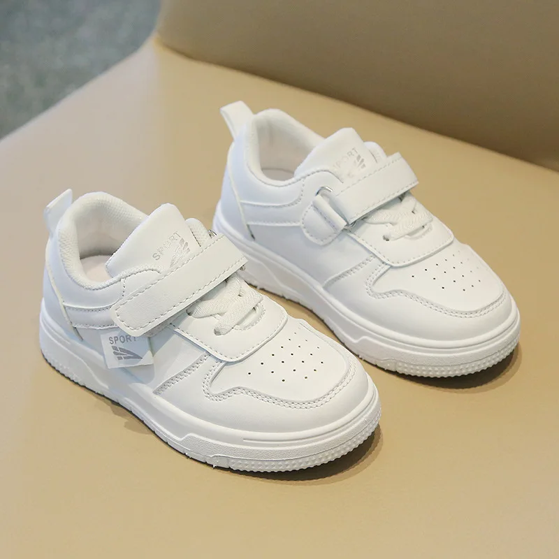 

Детские весенне-осенние белые туфли, однотонные кроссовки на липучке для девочек, дышащая повседневная обувь для мальчиков, детская обувь на мягкой подошве