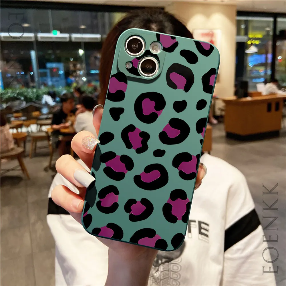 Leopard Design Stylish Pink Pattern Phone Case For iPhone 16 15 14 13 12 11 Pro Max Mini XS XR X 7 8 15 Plus SE 2022 Soft Cover