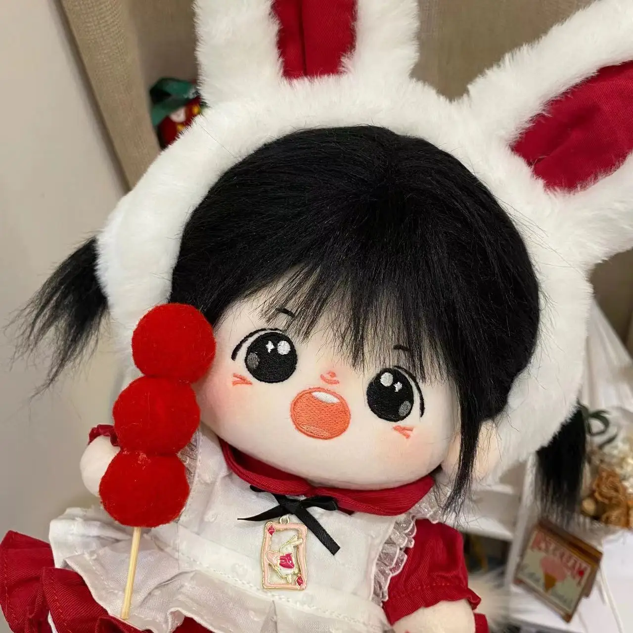 Original Cute Alice Red Dress Rabbit Lolita Costume Suit For 20cm Cotton Stuffed Doll Clothes Costume Outfits Cosplay Xmas Gift