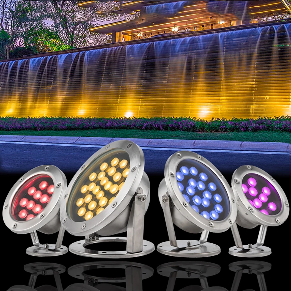 

AC/DC12/24V LED Underwater Aquarium Pool Fish Tank RGB Spot Light Outdoor Lamp 3W 6W 9W 12W 15W 18W RGB White IP68 Waterproof