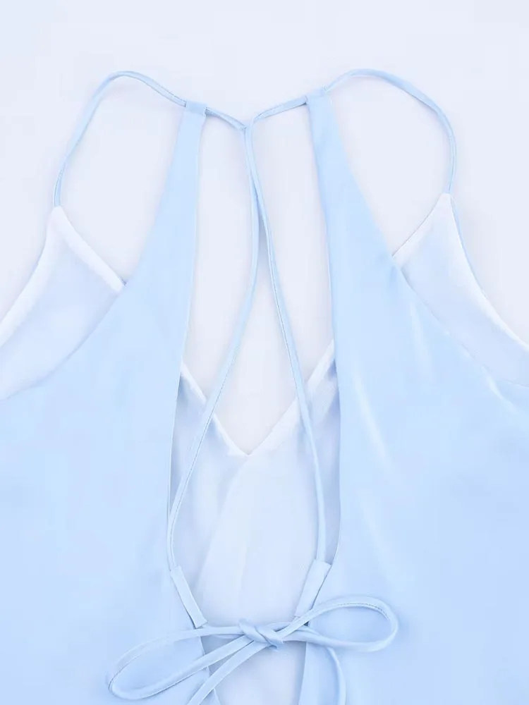 2025 여성 여름 스트랩 드레스 패션 빈티지 Drawstring 활 새틴 Strapless 여성 우아한 거리 파티 드레스 의류