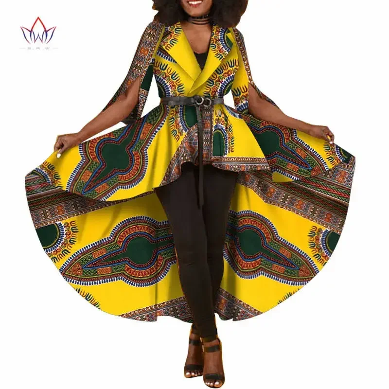 

New African Dashiki Print Dresses for Women Trench Women Maxi Outwear Trench Coat Womens Dashikis Brand Clothing 6XL WY1812