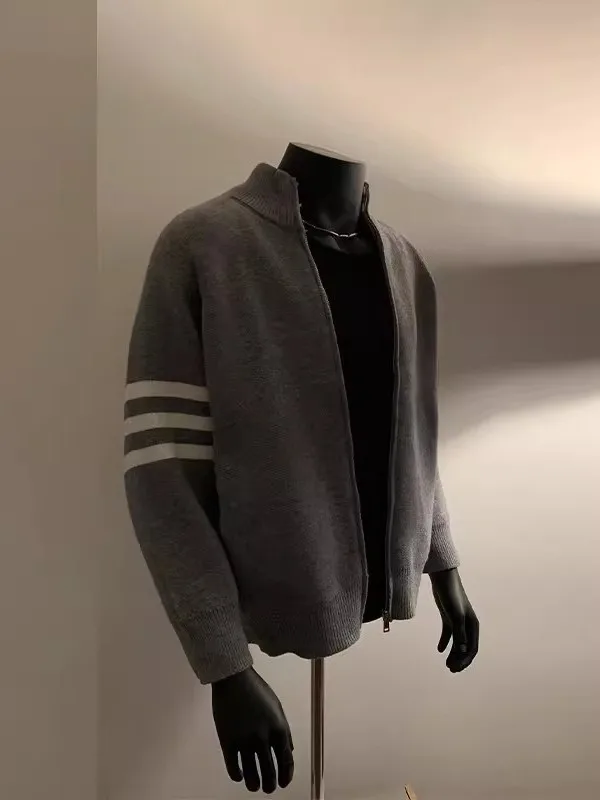 

Large Size 300 Pou Zipper Sweater Cardigan Men's Lazy Sle Spring Autumn Cleanfit Stand Collar ort Knitted Outerwear