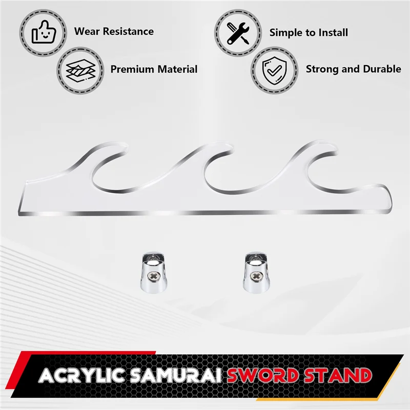 ABHU Acrylic Wall Mount Three Layer Samurai Sabre Sword Display Stand Lightsaber Holder Samurai Sword Holder
