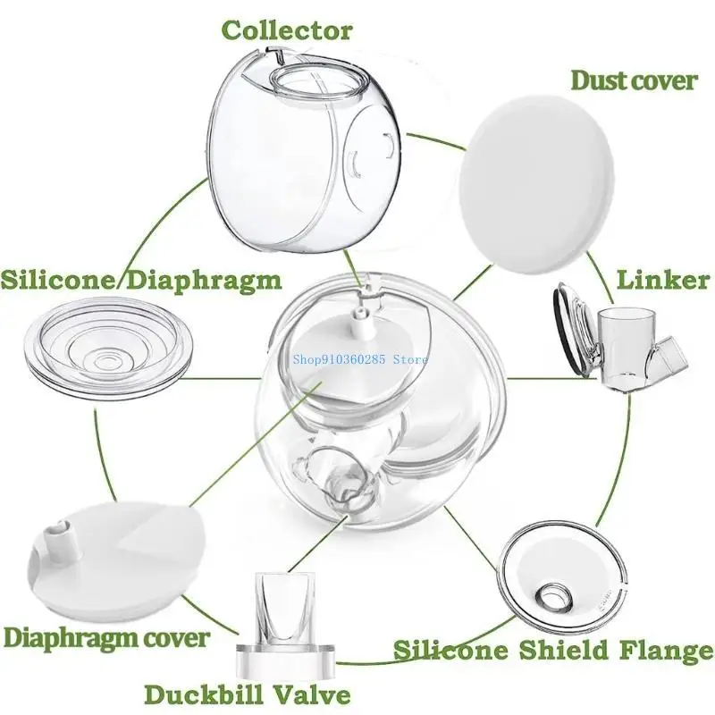 K9FF 7 قطعة/الحزمة يمكن ارتداؤها آلة ضخ الثدي الملحقات مجموعة الحجاب الحاجز سيليكون مع محول الاتصال لإصلاح S12