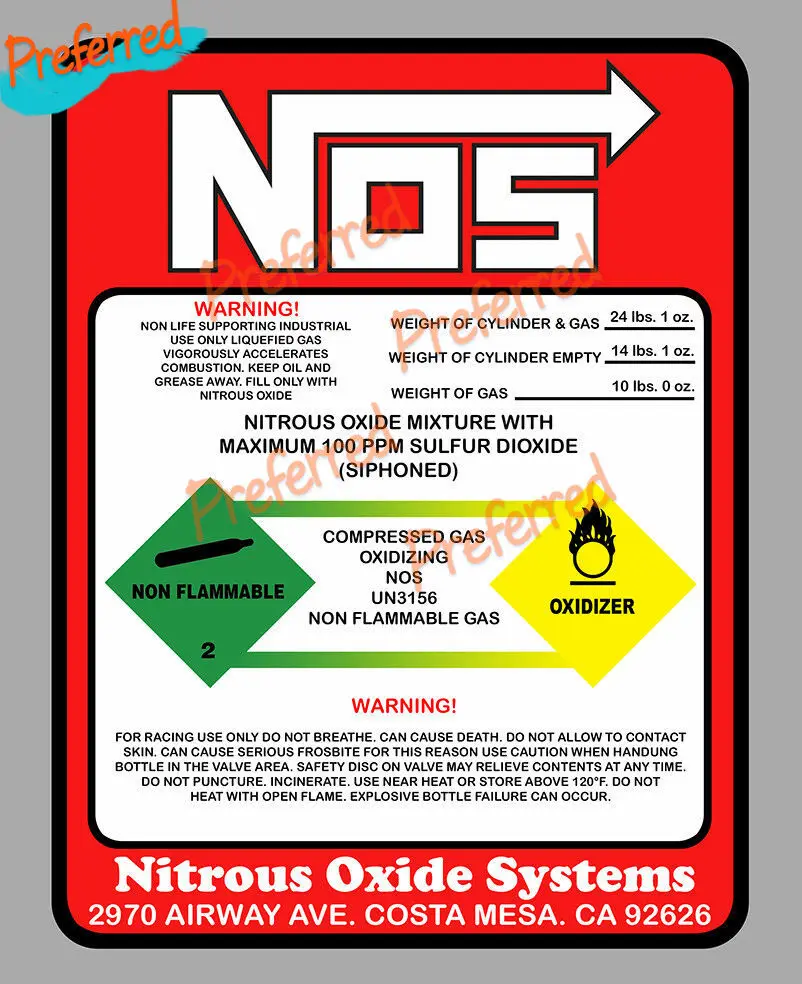 Nitrous Oxide Nos Oxide Drift Turbo Jdm Decal Sticker Height 15cm