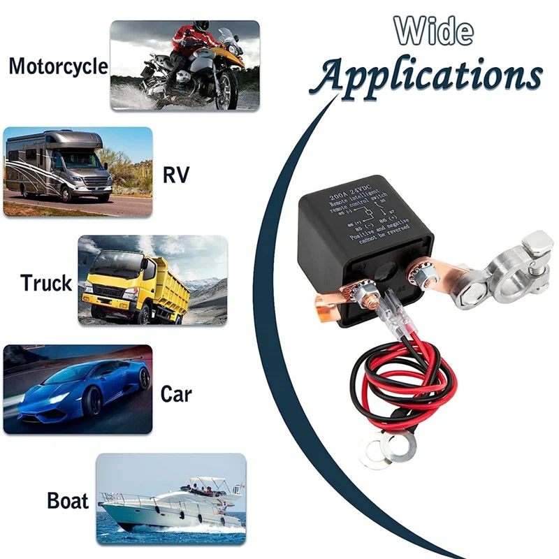 Interruttore di disconnessione batteria remota, interruttore remoto per interruttore antifurto per auto camion, interruttore batteria telecomando 24V 200A