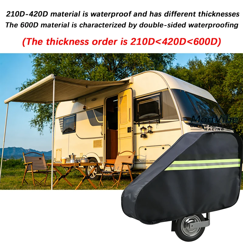 600D Universal Caravans Trailer Towing Hitch Cover Waterproof Dustproof Camper Coupling Lock Tongue Cover Breathable Protector