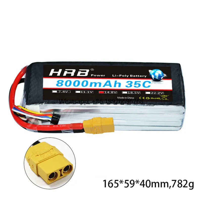 

HRB 4S 14.8V 35C 8000mAh Lipo battry with XT60 or XT90 Plug for FPV Parts RC Car Truck drne Made of Durable Plastic manufacturer