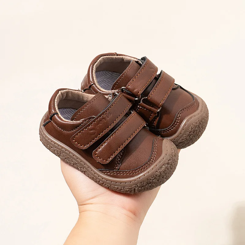 Comfortable Leather Brown Children's Shoes Student's Leisure Boys' Slip-proof Soft-soled Girls' Breathable Shoes 1-8 Years Old