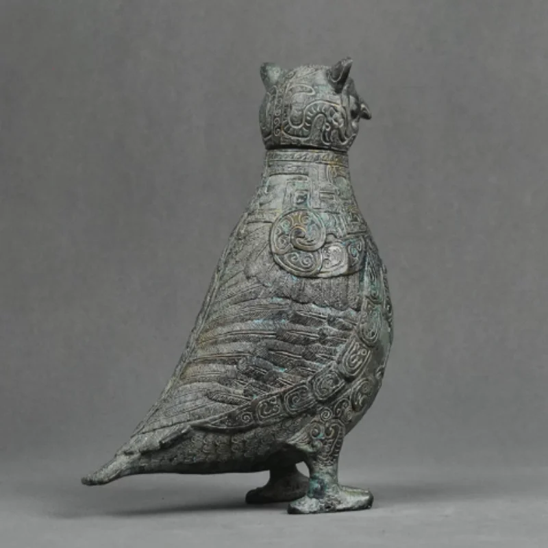 Vintage Bronze Bird-Shaped Zun - Antique Chinese Ritual Wine Vessel, Zen Home Desk home decoration crafts