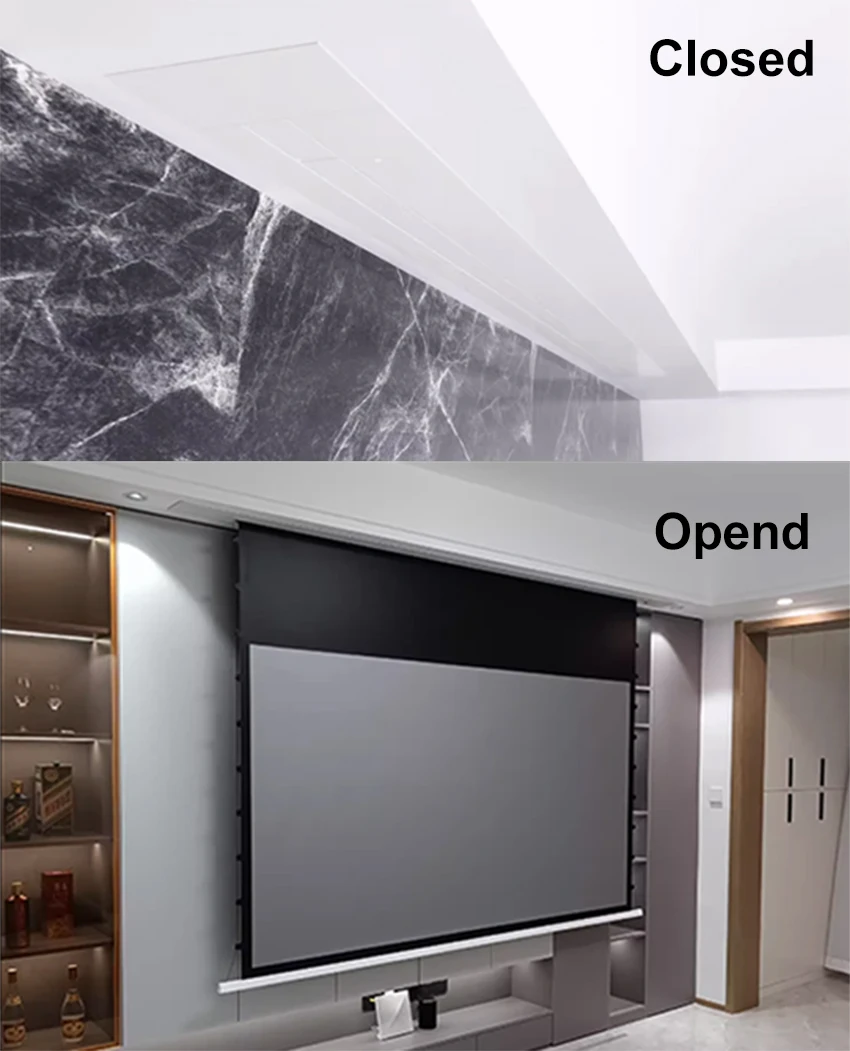 120 Inch Electric Ceiling Recessed Projection Screen ALR Grey Crystal Speical for Russian Federation Customer