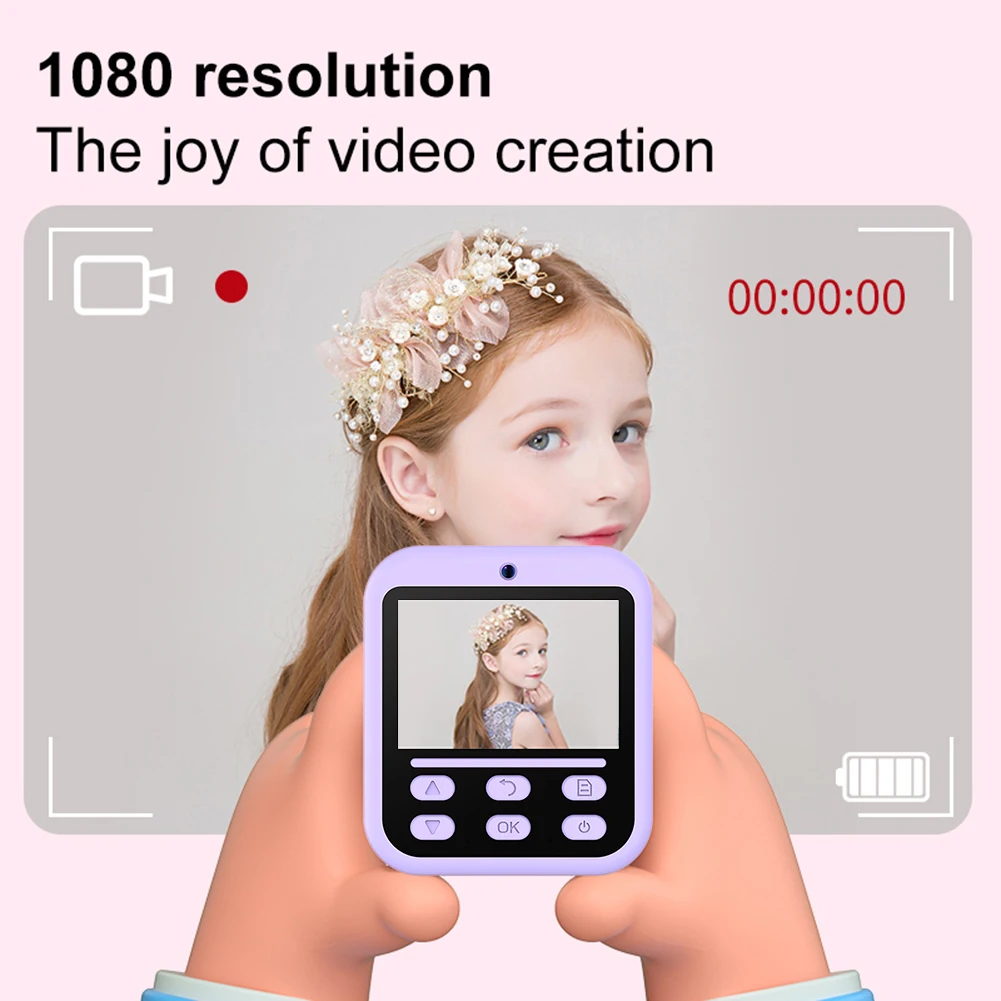 子供用インスタントカメラ 1080P HD セルフィー デジタルカメラ 女の子 男の子 クリスマス 誕生日プレゼント おもちゃ 写真撮影 動画撮影 プリント機能付きカメラ