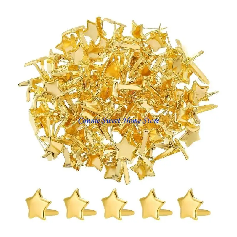 LXAF Mini Brads Pattern Clips Metal Paper Clasps Split Pins Star Head Clips for DIY