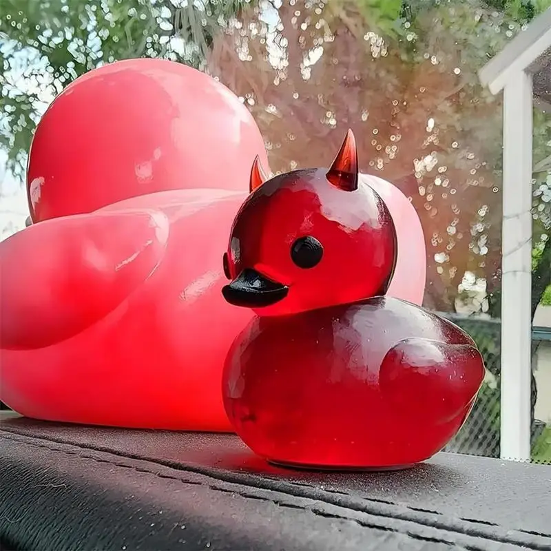 Car Dashboard Decoration Devil Duck Gothic Duck Desktop Decor 3D Printed Devil Ducky Car Dashboard Decorations Gothic Duck