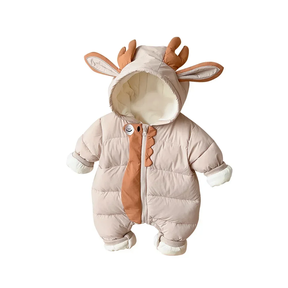 2023 Winter New in Infant Baby Girls Boys Cartoon Cute One-pieces Kids Thick Plush Zipper Warm Jumpsuits ,newborn Romper 3M-3Y