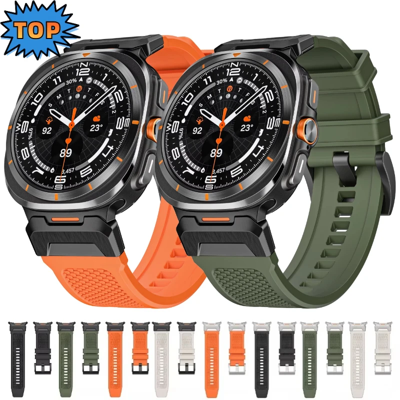 

Sport Silicone Strap for Samsung Galaxy Watch 8-7 Ultra 47mm Metal Stainless Steel Wristband for Galaxy Watch Ultra Accessories