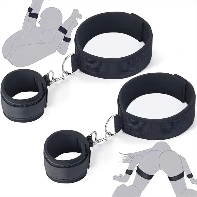 

BDSM Restrain Bondage Set Padded Wrist Thigh Cuffs Sex Toy for couples Adjustable Handcuffs Leg Straps Sexy Slave Beginner KitBD