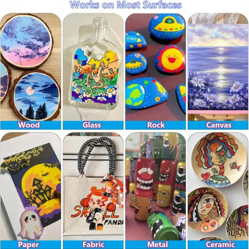 30/48/60-72 قطعة مجموعة علامات ملونة مزدوجة الطرف أقلام سطح معدنية أكريليك لوحات فنية ، أعمال فنية ، أعمال رسم من الورق المقوى