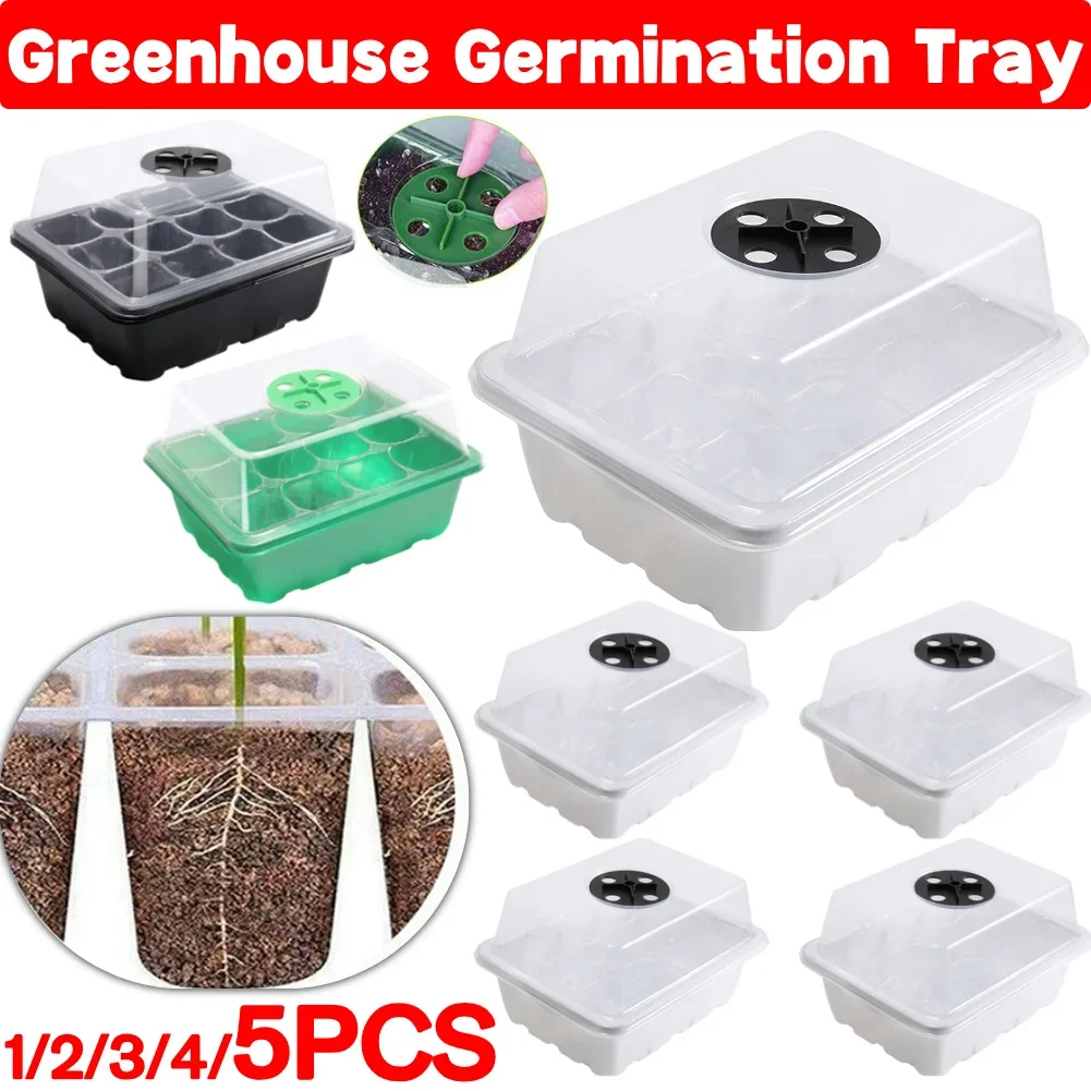 12 Holes Seed Starting Tray with Humidity Dome Plant Germination Starter Tray Mini Greenhouse Germination Tray for Plant Growing