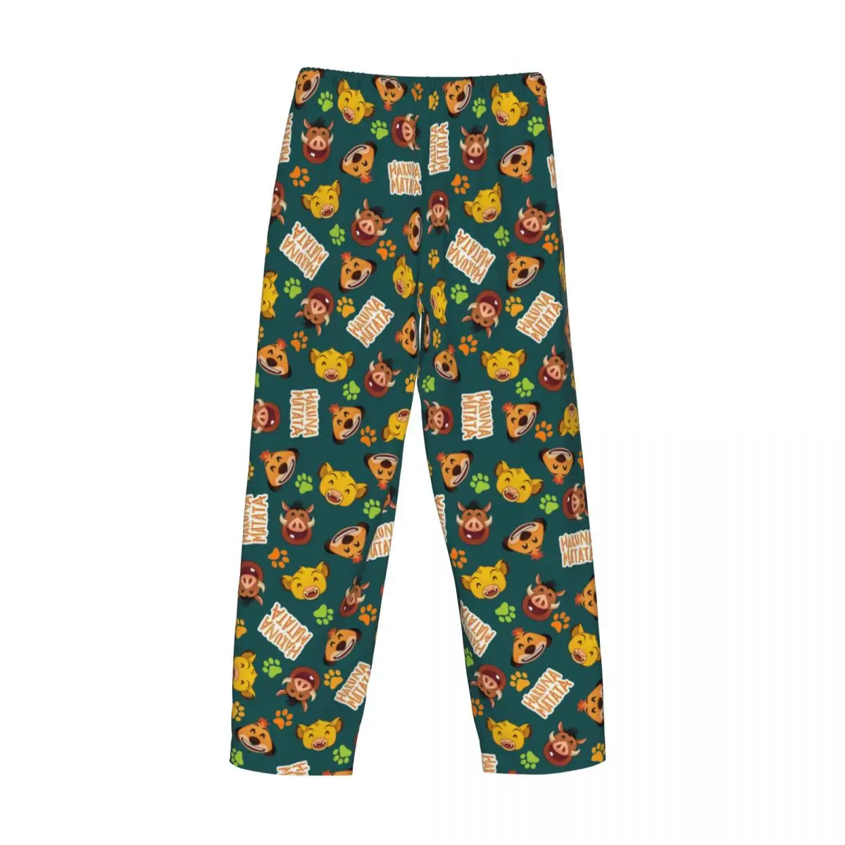 Pantalones de pijama personalizados King Lion Hakuna Matata para hombre, patrón de película de dibujos animados, ropa de dormir con cordón y bolsillos