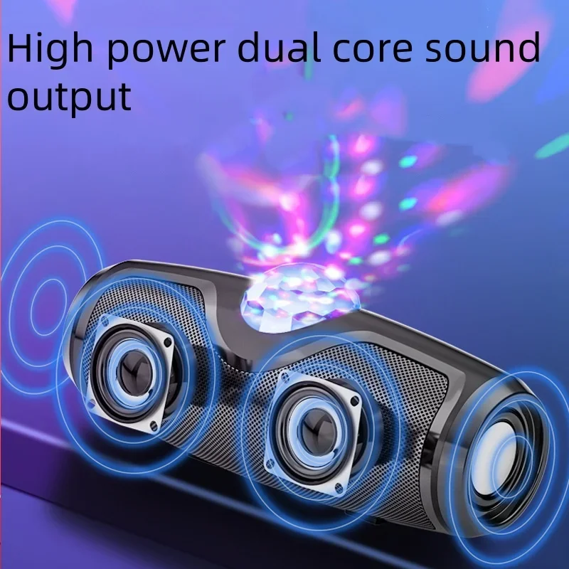 With Rotating Colored Ball Light Neon Color Bluetooth Speaker Effect Shocking Ultra-High Sound Quality Outdoor Speaker AUX FM K8