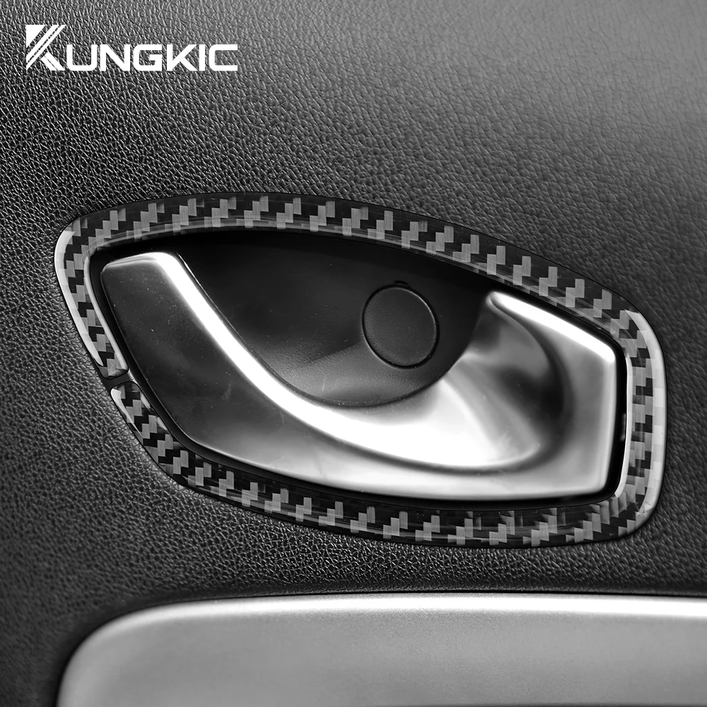 Real Soft Carbon Fiber Sticker For Renault Megane 2009 2010 2011 2012 2013 2014 2015 LHD RHD Inner Door Handle Interior Trim
