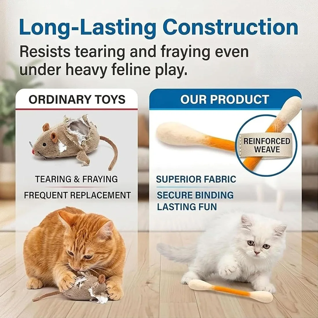 Cat Giant Q Tip Toy Cotton Swabs Cat Toys with Catnip Giant Q Tip Cats Toy Big Interactive Cotton and Linen Kitty Toy A
