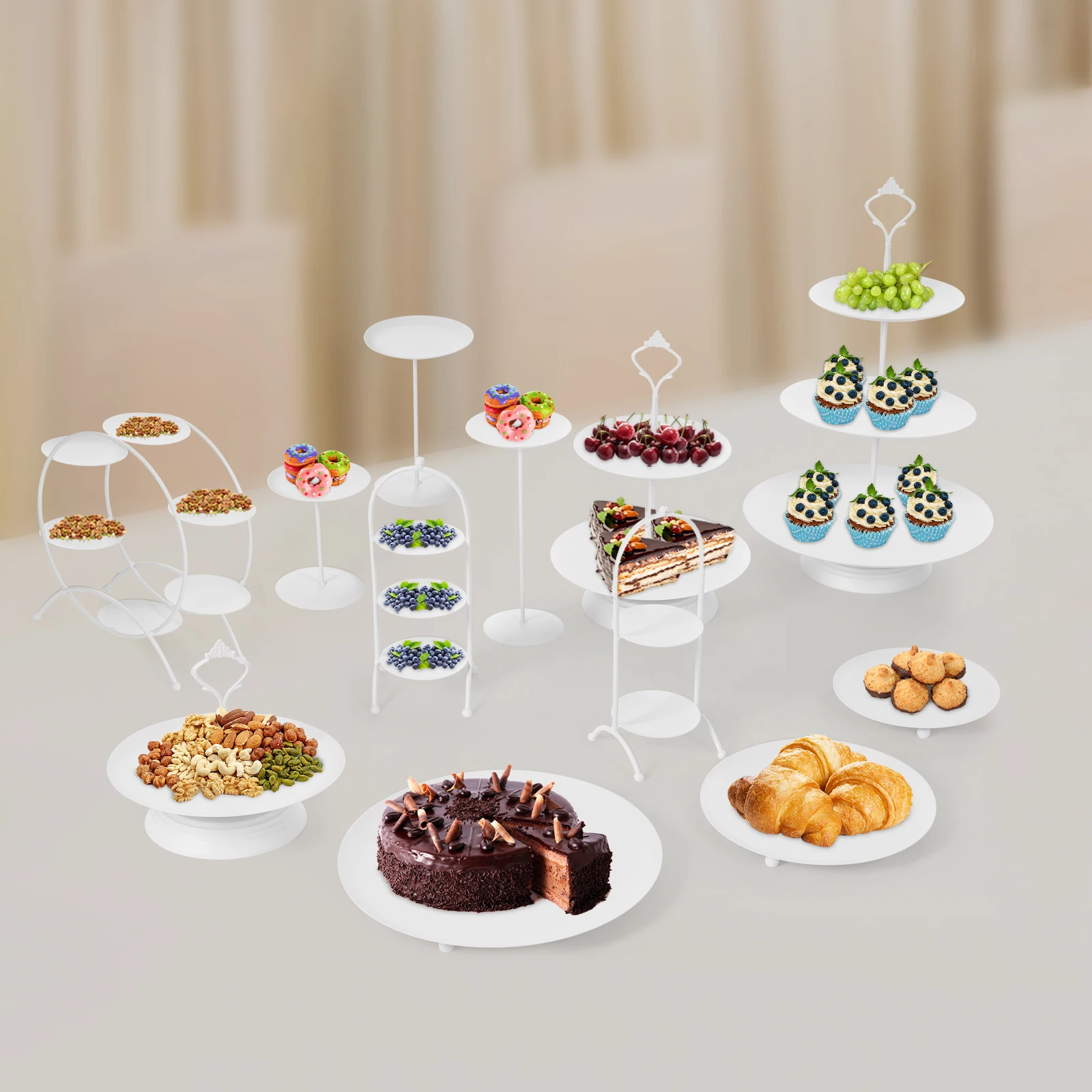 

12Pcs Dessert Stand Display Set - Birthday and Wedding Decoration Props with Multi-tiered Cake Stands