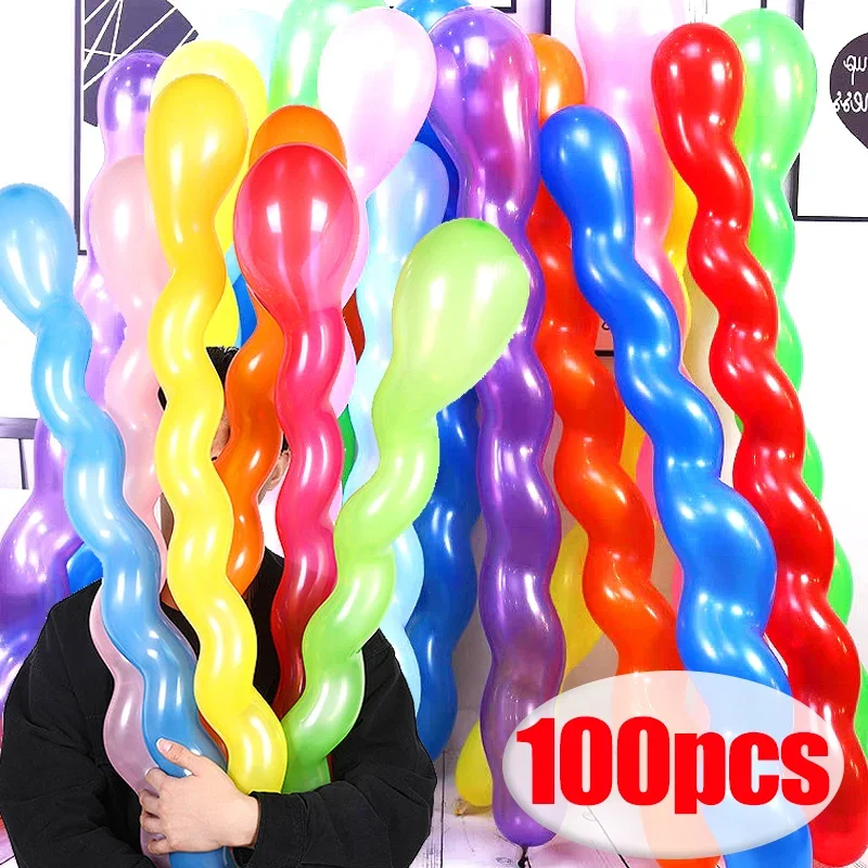 100Pcs Large Screw Twisted Latex Balloons Spiral Long Balloon Home Birthday Party Christmas Decoration Supplies Kids Toys Gifts
