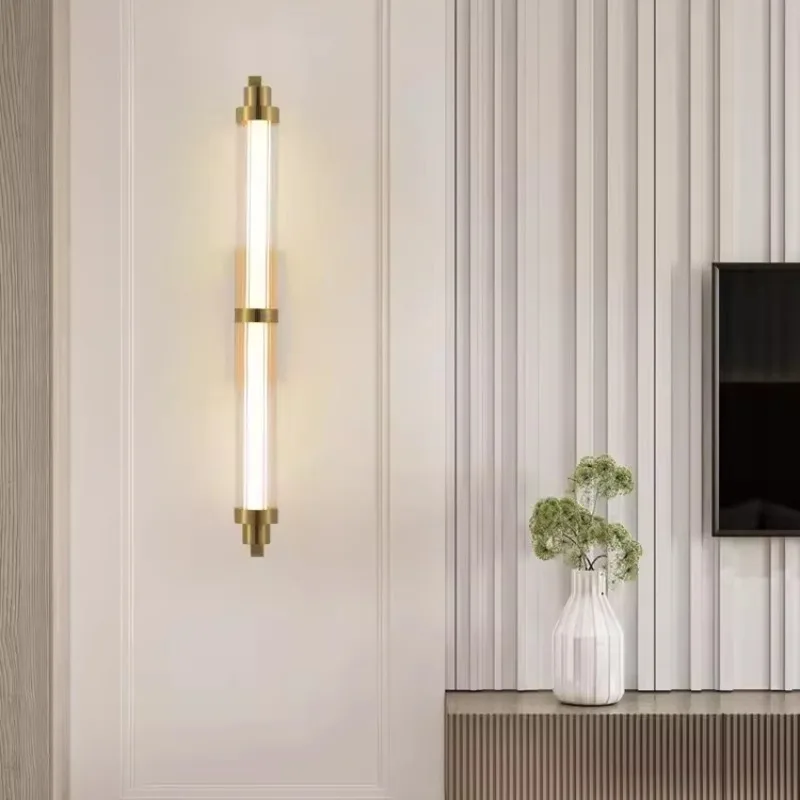 Light luxury background wall lamps, hotel lobbies, bedrooms, and villa long wall lamps