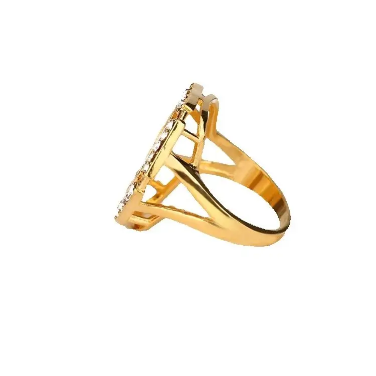 New Hot Sale fashion Head Shape Copper Gold Color Vintage Men Rings Cubic Zircon Jewelry