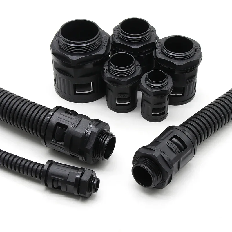 Plastic Corrugated Pipe End Fittings Connector AD10 AD13 AD15.8 AD18.5 AD21.2 AD25 AD28.5 AD34.5 Split Loom Tube Nylon Joint