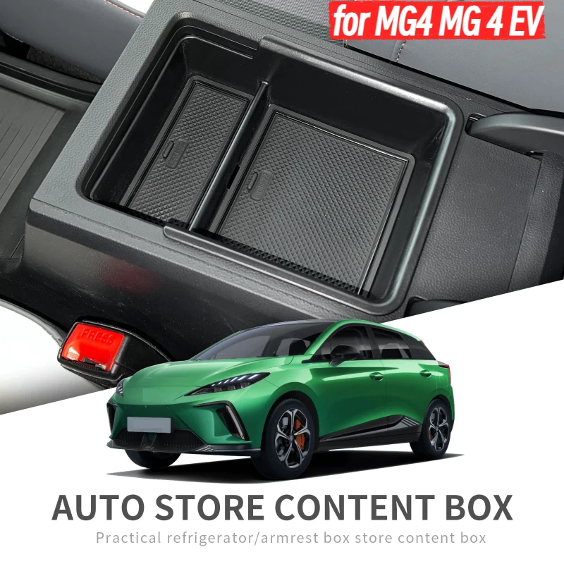 

for MG4 MG 4 EV Central Armrest Storage Box Car Center Console Tray Organizer Tidying Accessories Black