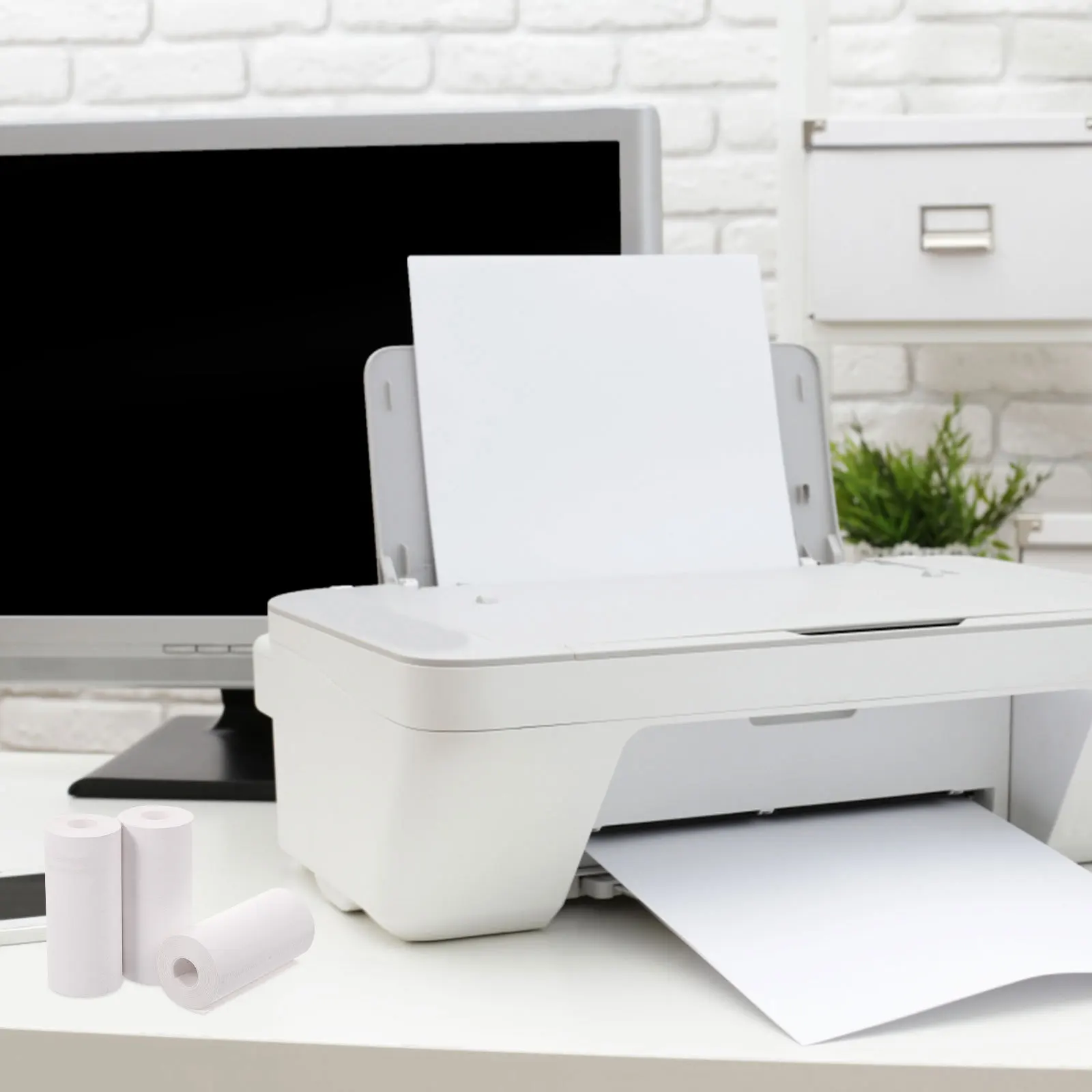 

10 Rolls Printable Thermal Sticker Paper Rectangular Labels for Office School Home Inventory Sorting Adhesive Label Stickers