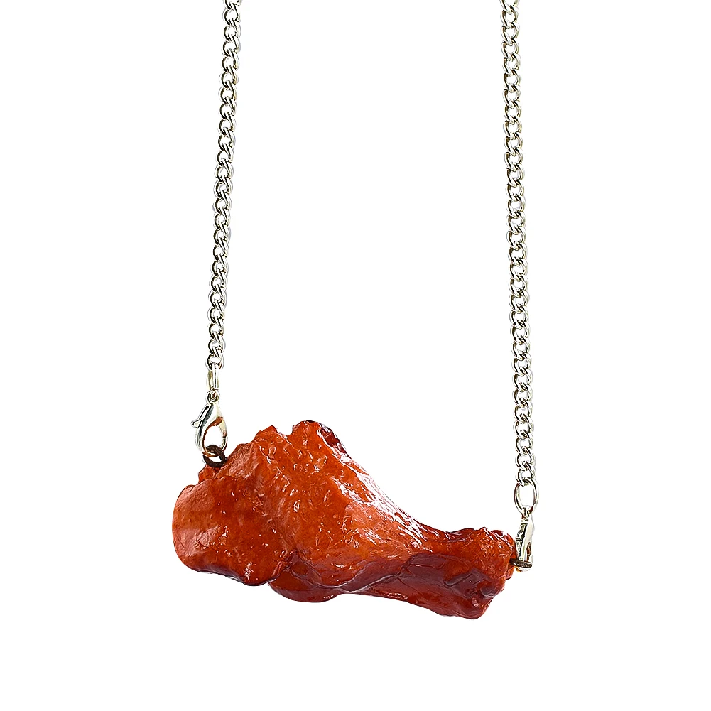 Simulation Fried Chicken Leg Pendant Necklace for Women and Men Food Charms Choker Cute Funny Accessories Fashion Jewelry Gift image 4