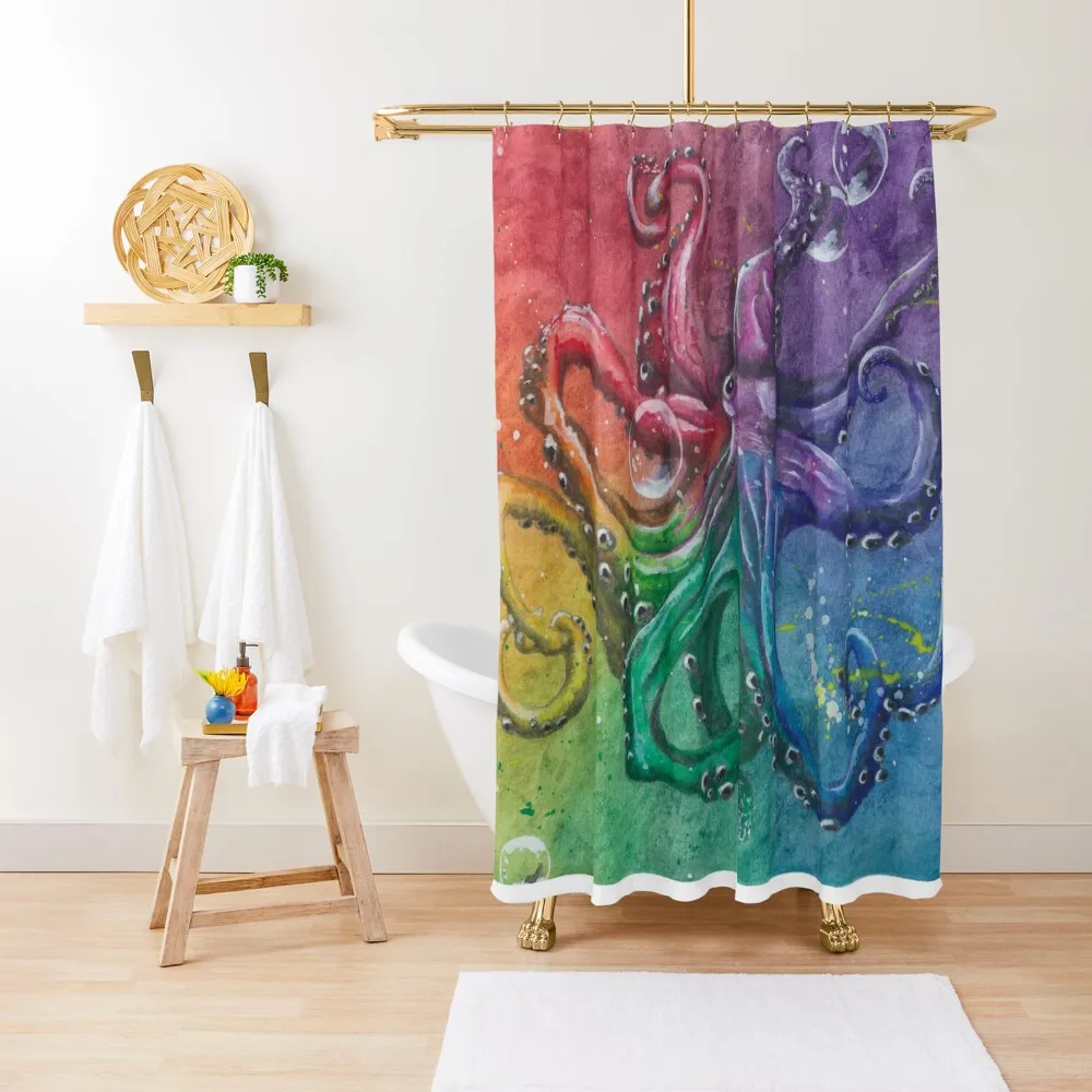 

Rainbow Rollin' Shower Curtain Bathroom Accessorys Waterproof Bath And Anti-Mold Curtain