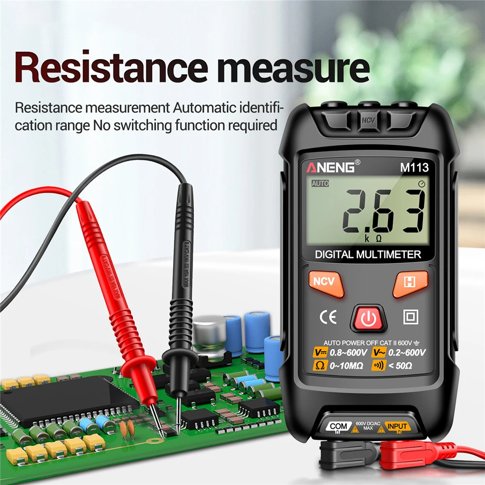 M113 Automatic Digital Multimeter Auto AC/DC Voltage Meter 1999 Counts Multimetro Ohm NCV Electricity Tools Measuring Instrument