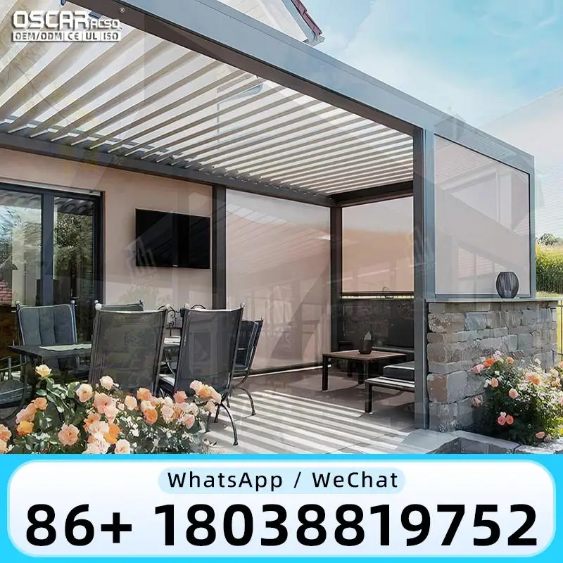 

3X3 3X4 4X4 6X4m Outdoor Waterproof Aluminium Bioclimatic Pergola Cover Louvered Pergola Ideal for Gardens Patios Backyards in E