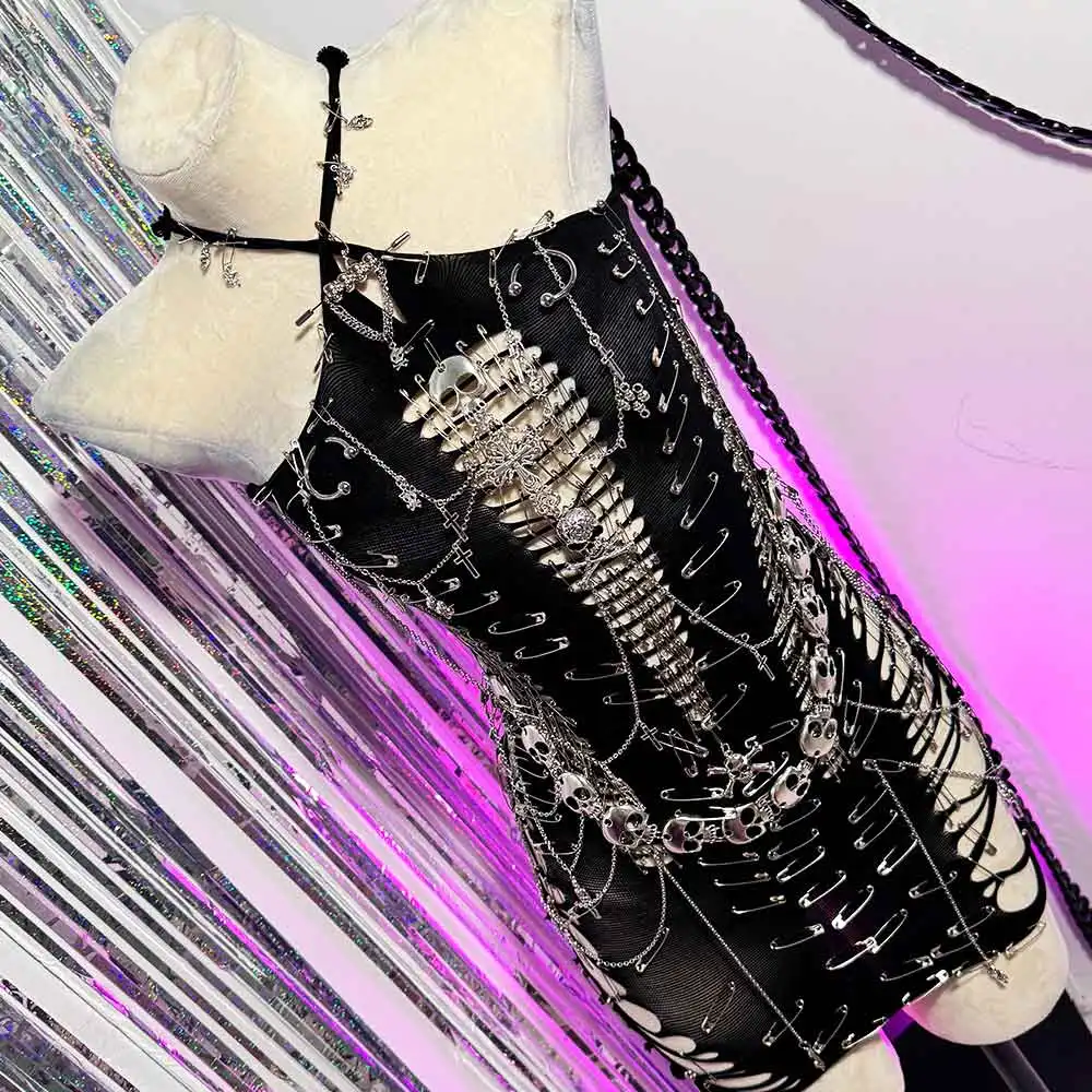 

Skull Gothic Grunge Tanks Eco Goth Glitch Core Y2K TOPS Pin Hand Made Kawaii 90s E-Girls Punk Rock Teen Harajuku DIY Hip Hop Emo