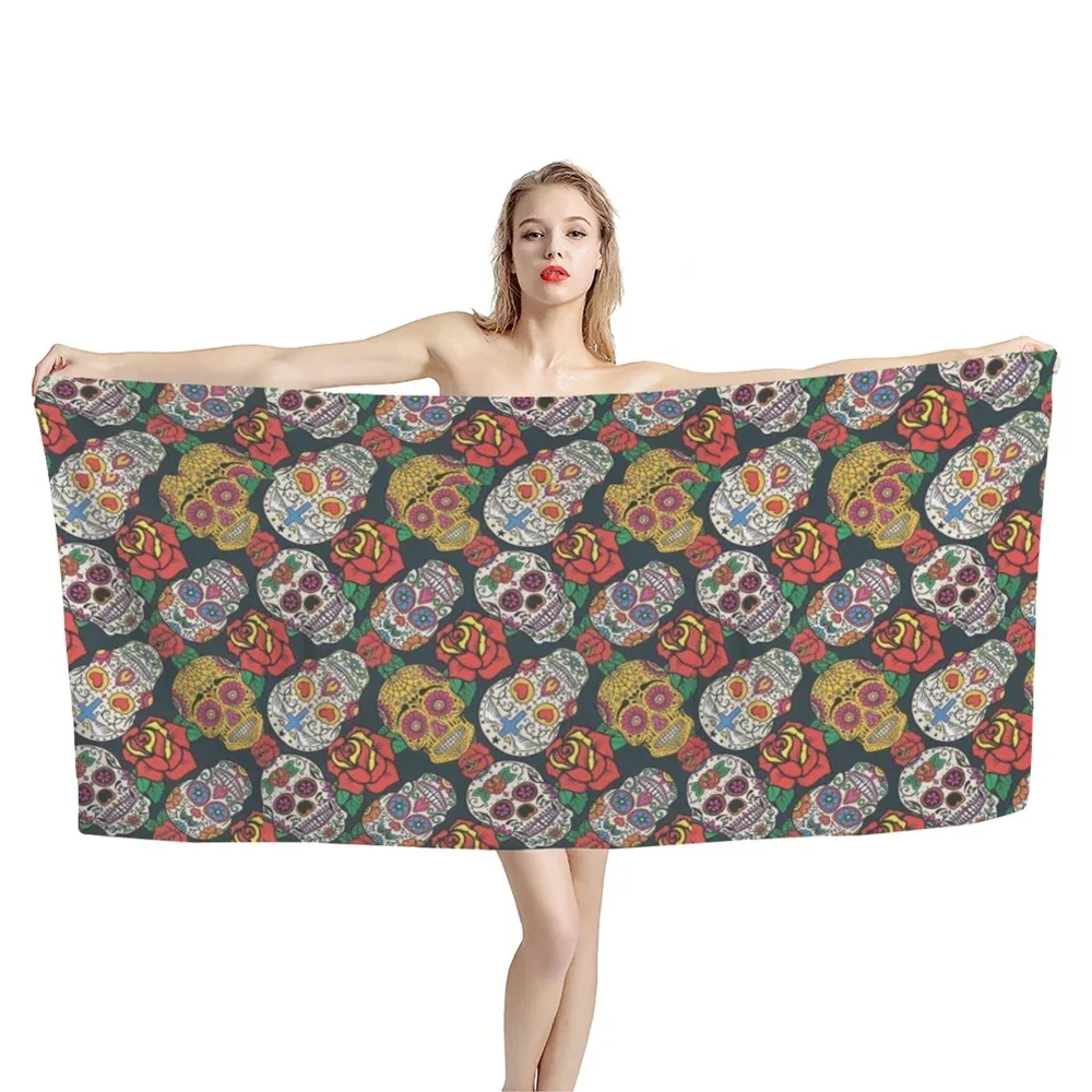 Sugar Skull Microfiber Quick Dry Beach Towel Pattern 3D Print Oversized Beach Blanket Sand Free Surf Towel Lightweight Women Men - view 4
